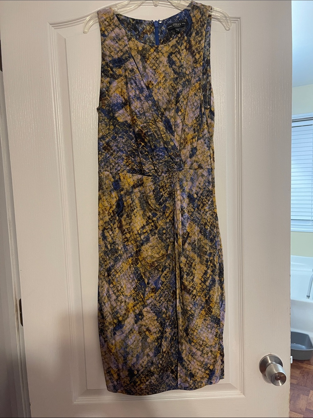 Guess Sleeveless Snake-Print Dress in Yellow, Blue, Black